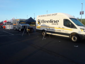 New Mobile Bike Shop Repair Van parked between mobile bike repair franchises Beelines and Velofix