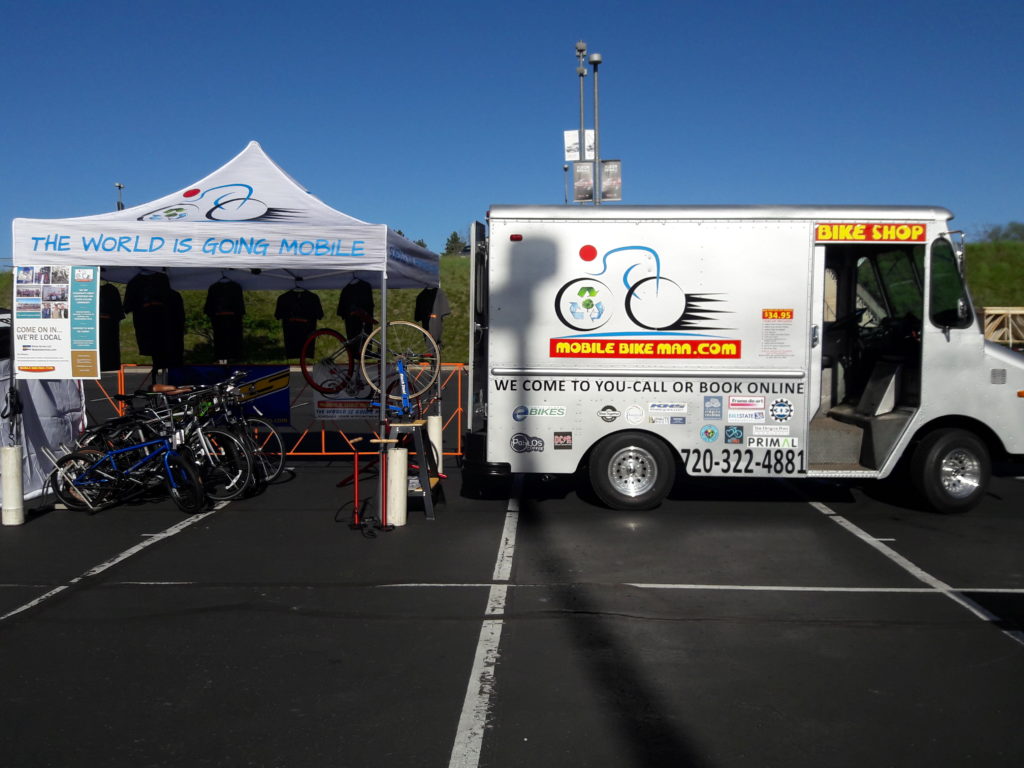 Mobile Bike Shop Repair Van and tent at Colorado Primal Bike Expo