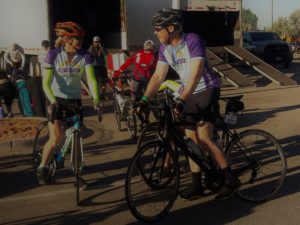 A couple on bicycles during Ride the Rockies Tour