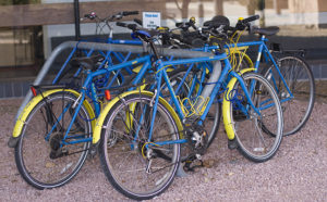 Blue Bikes on rack - Mobilebikeman.com services UCAR Blue Bikes